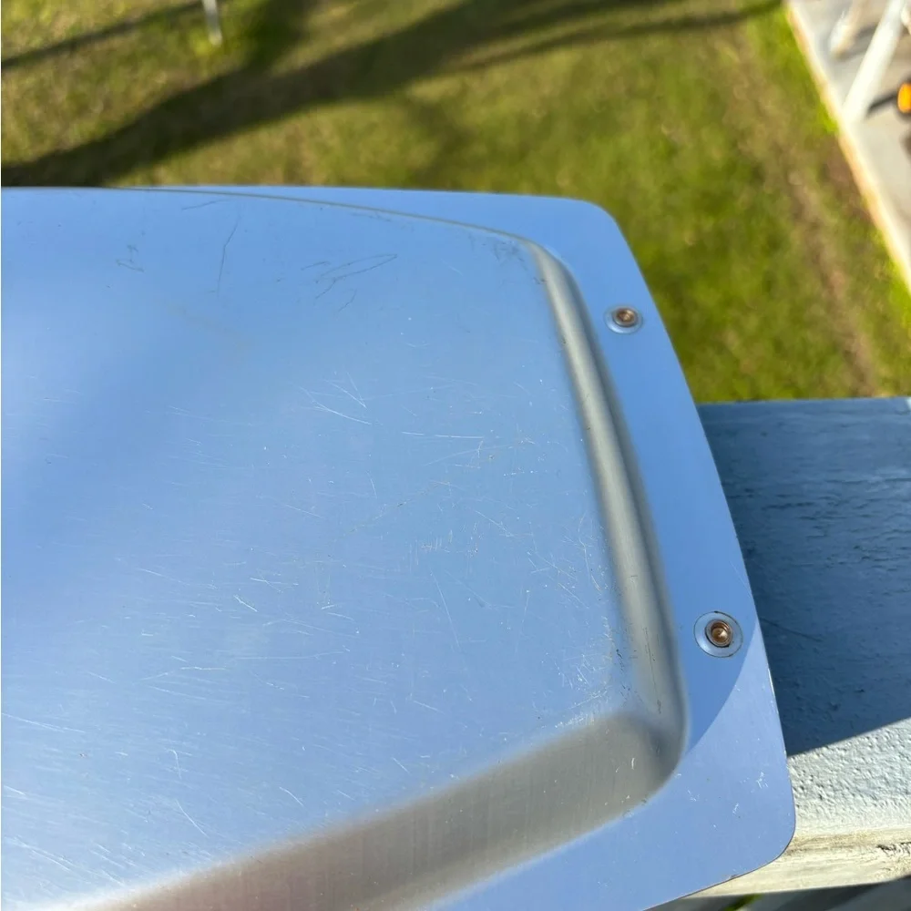 Vintage Mirro Medallion Serving Tray MCM Aluminum & Teak 1950s 1960s Atomic - Picture 8 of 14